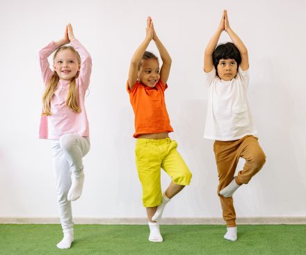 Active Children Doing Balancing Exercises